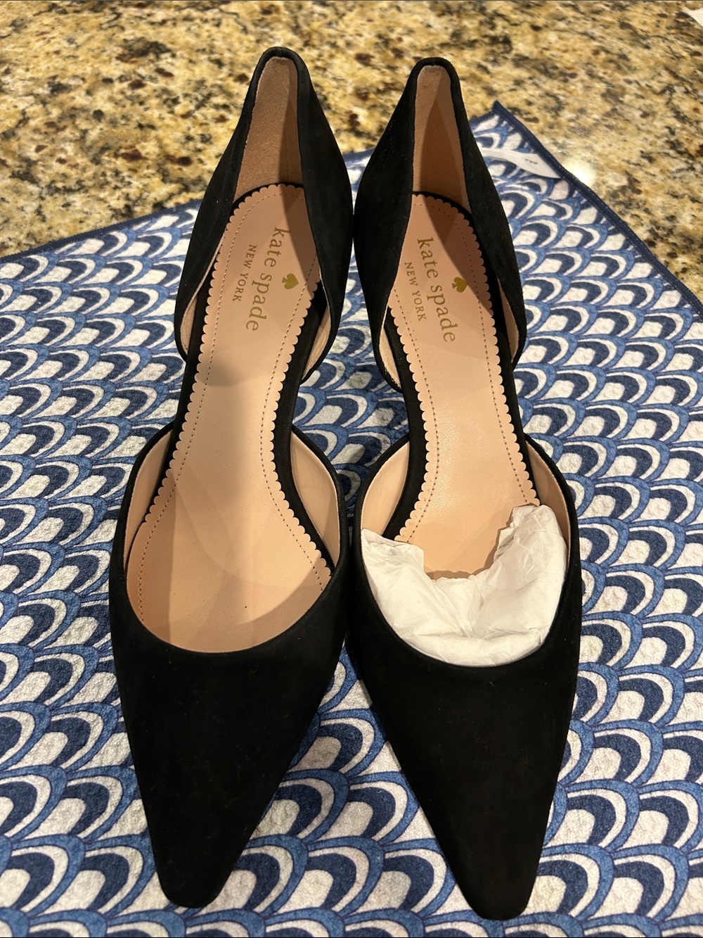 kate spade Black Suede Pointed D'Orsay Heels